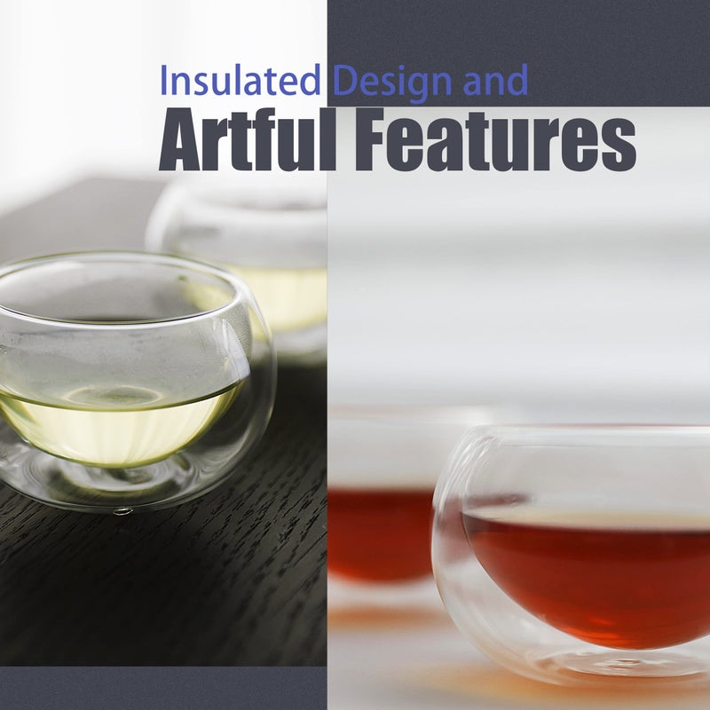 PunPun 2.7oz. 80ml Double Wall Borosilicate Glass Tea Cups Espresso Cups Heatproof Insulating Teacups glass Set of 4 - Image 4